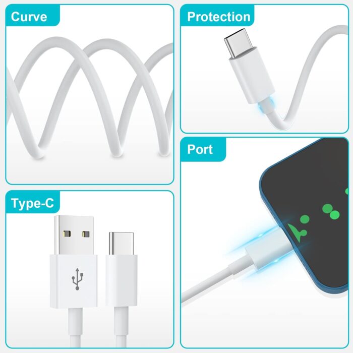 2Pack 1.8M USB C Charger Cable, USB to USB C Cable Fast Charging Compatible for iPhone 15