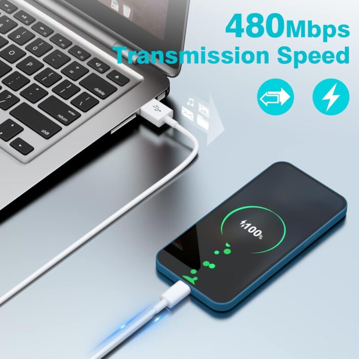 2Pack 1.8M USB C Charger Cable, USB to USB C Cable Fast Charging Compatible for iPhone 15