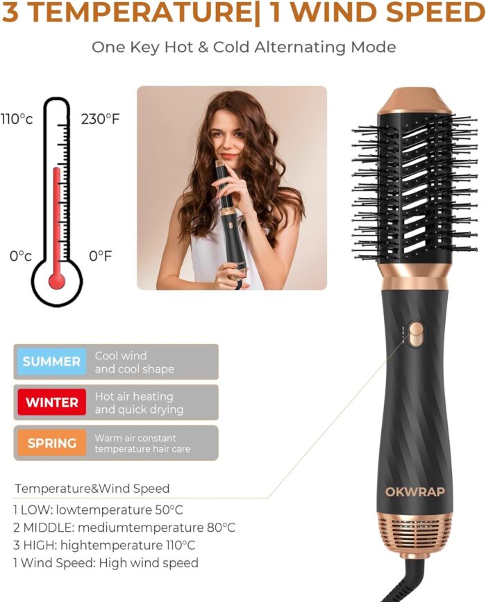 6 in 1 Hair Styler, Air Styler Set, Hair Dryer Brush with Curl, Straighten, Volumise, Smooth and Hairdryer Brushes for Styling