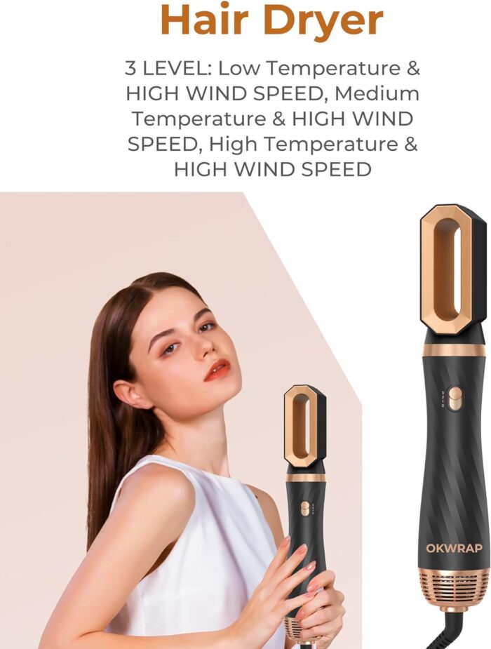 6 in 1 Hair Styler, Air Styler Set, Hair Dryer Brush with Curl, Straighten, Volumise, Smooth and Hairdryer Brushes for Styling