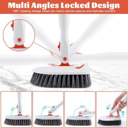 Bathroom Tile Cleaner Shower Scrubber Cleaning Brush, 3 in 1 52 Inch Long Handle Scrubbing Brush with Locked Head