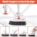 Bathroom Tile Cleaner Shower Scrubber Cleaning Brush, 3 in 1 52 Inch Long Handle Scrubbing Brush with Locked Head