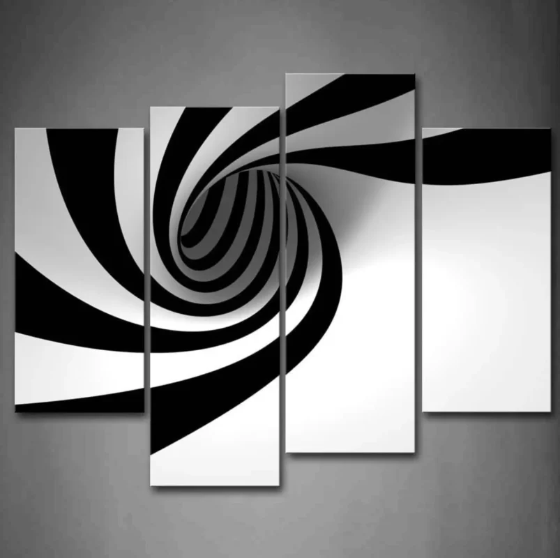 Black And White Grey Black White Hole Wall Art Painting The Picture Print On Canvas Abstract