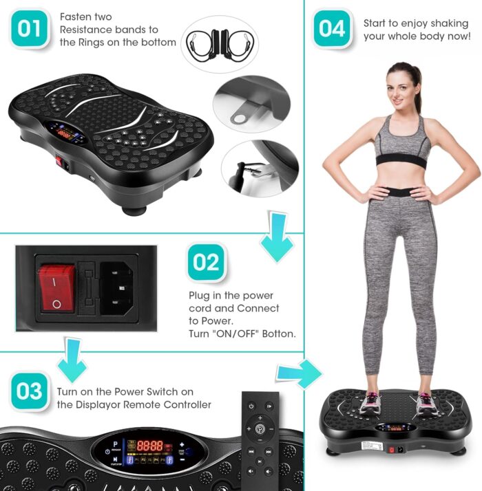 EVOLAND Vibration Plate Exercise Machine, Vibration Fitness Trainer with Bluetooth Speaker