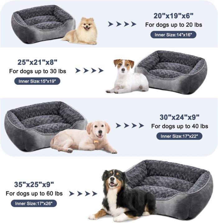 JOEJOY Dog Bed Medium - Washable Dog Bed Anti-Anxiety Dog Bed Soft Plush Dog Bed Rectangle Non-Slip Bottom Pet Bed