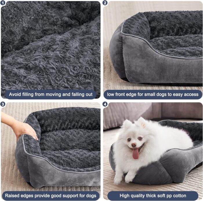 JOEJOY Dog Bed Medium - Washable Dog Bed Anti-Anxiety Dog Bed Soft Plush Dog Bed Rectangle Non-Slip Bottom Pet Bed