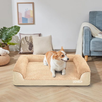 JOYELF Orthopedic Dog Bed for Large Dogs, U-Shaped Foam Sofa Bed, Bolster Waterproof Pet Bed with Removable Washable Cover