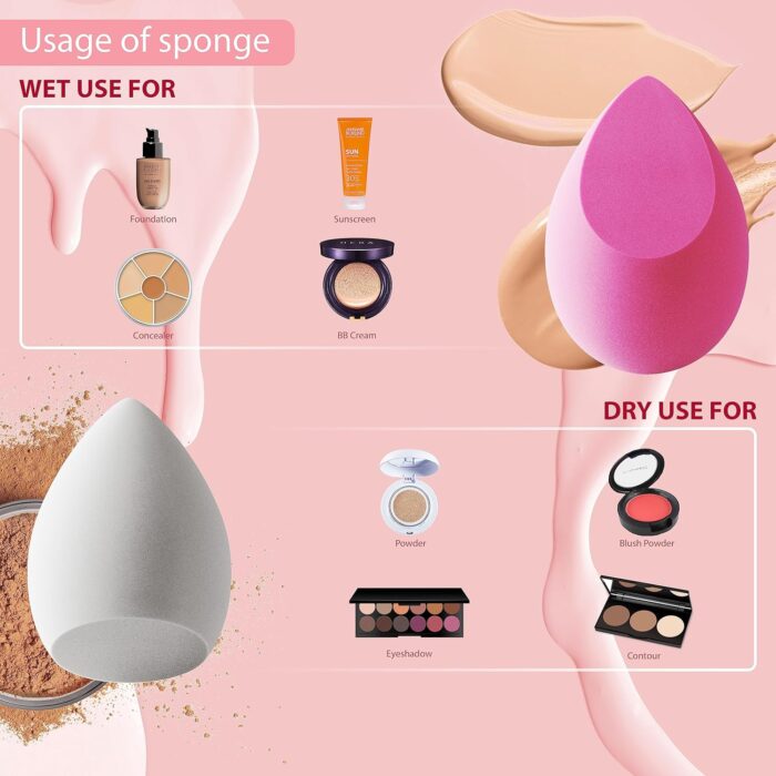 MUUK Makeup Sponge Blender 4 Pack Foundation Sponge Latex Free Beauty Blender Applicator With Sponge Holder Case Ideal For Foundation
