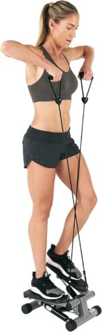 Sunny Health & Fitness Mini Stepper for Exercise Low-Impact Stair Step Cardio Equipment with Resistance Bands