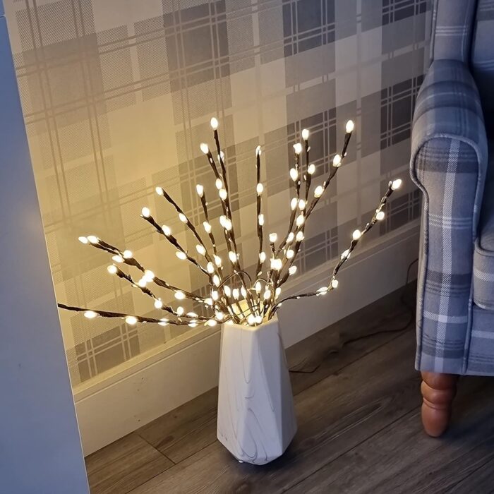 Vanthylit Decorative Twig Lights for Vase Mains Powered Lighted Branches with 90 Warm White LEDs Twig Christmas Lights