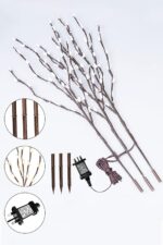 Vanthylit Decorative Twig Lights for Vase Mains Powered Lighted Branches with 90 Warm White LEDs Twig Christmas Lights