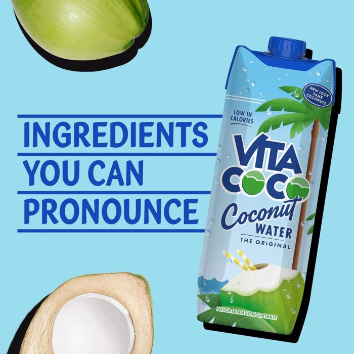 Vita Coco Pure Coconut Water Multipack 1L x 6, Naturally Hydrating