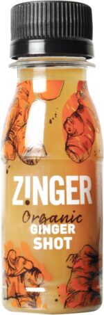 Zinger Ginger Shot (Pack of 15 x 70ml). Organic plant based shot with 18.4g of pressed ginger juice