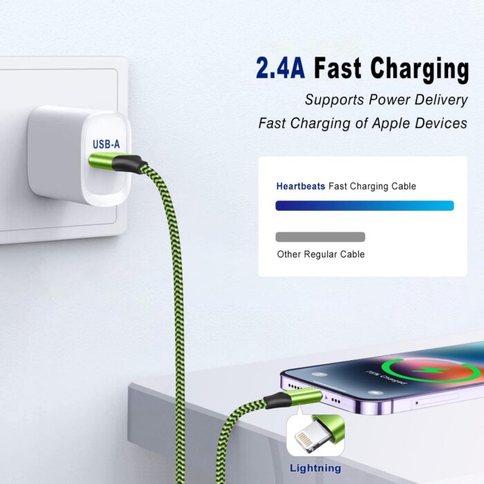 iPhone Charger Cable 1.8M 3Pack, Apple Charger Cable MFi Certified Lightning Cable Nylon Braid iPhone Cable Fast Charging Compatible