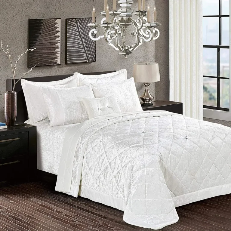 Prime Linens Crushed Velvet Quilted Bedspread Comforter Set